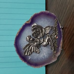 Purple Agate Slice with Fairy
